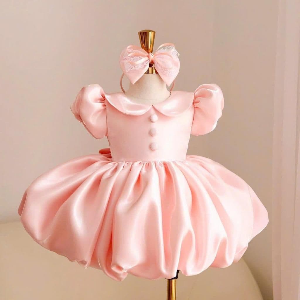 Lotus-Collar Bubble Princess Dress + Accessory Set
