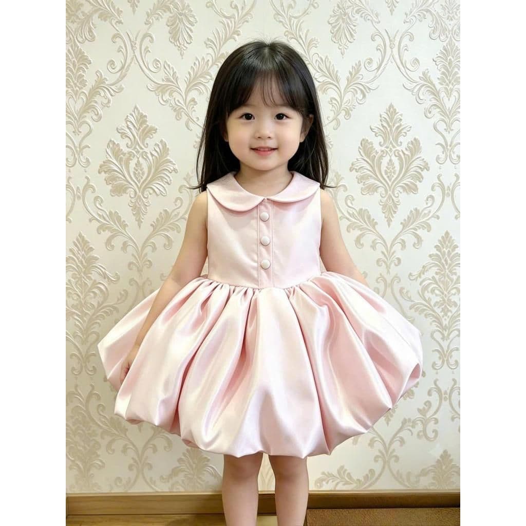 Sleeveless Lotus-Collar Bubble Dress + Accessory Set