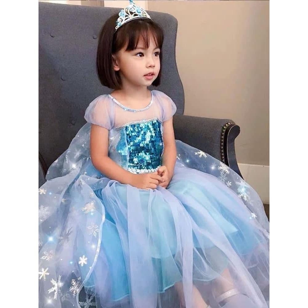 Elsa Dress for Girls 24–75 lb (Blue)