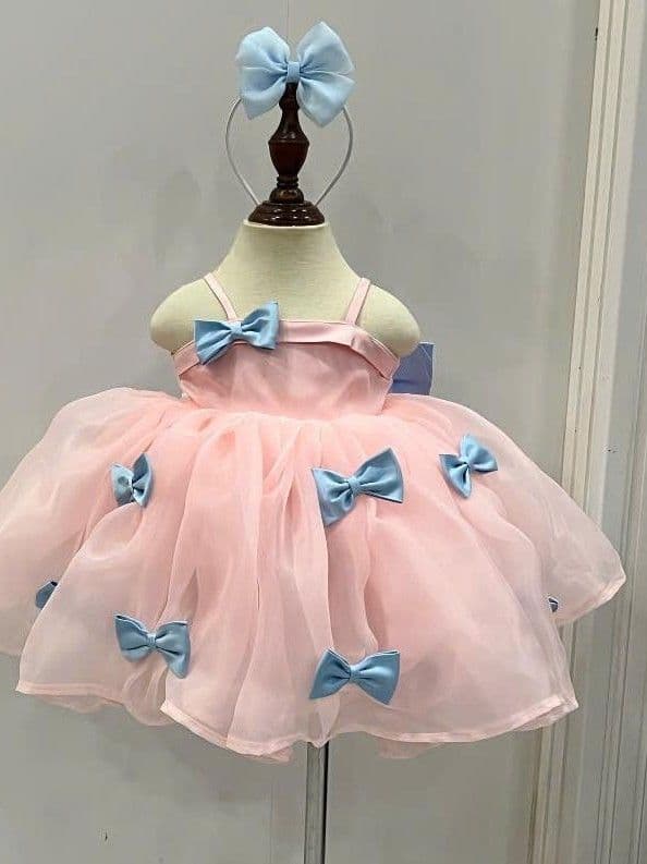 Baby Pink Dress with Blue Bow (accessories)